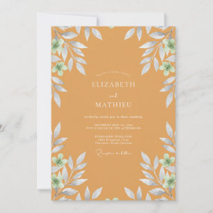 Ochre Painted Foliage Wedding Invitation