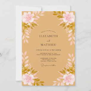 Ochre Painted Wildflower Wedding Invitation