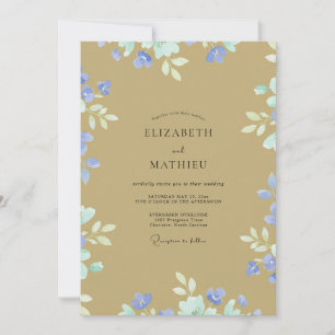 Ochre Periwinkle Wildflower Wedding Invitation