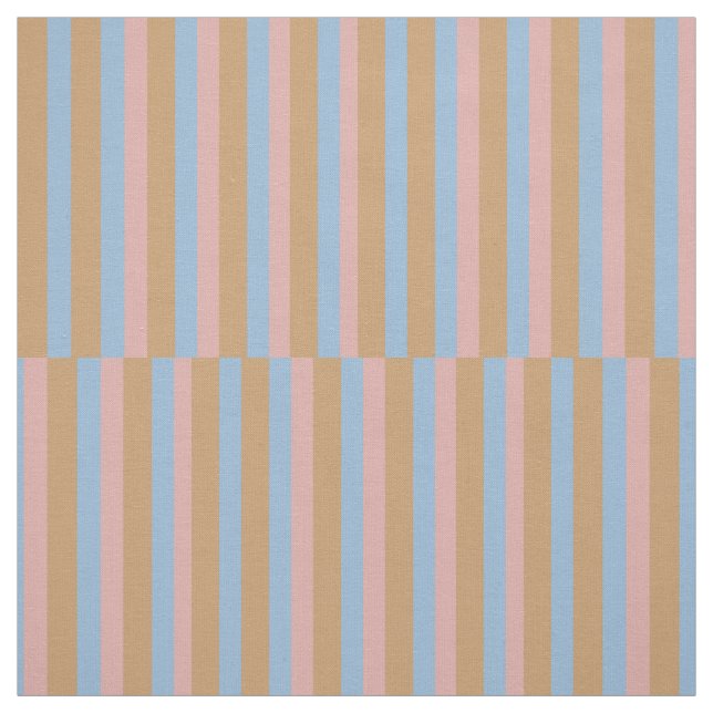 Ochre, Pink & Blue Stripes  Fabric (Swatch)