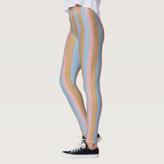Ochre, Pink & Blue Stripes  Leggings