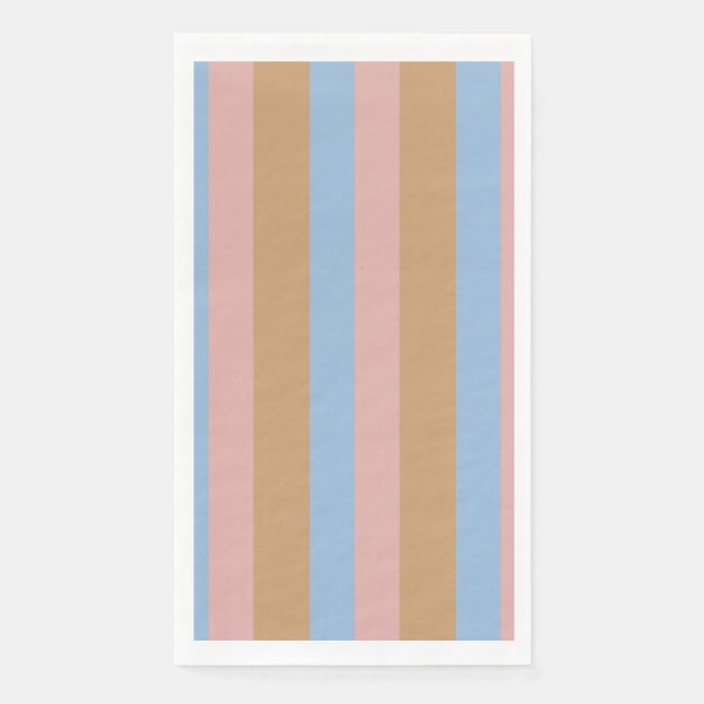 Ochre, Pink & Blue Stripes  Napkin (Front)