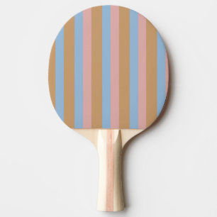 Ochre, Pink & Blue Stripes Ping Pong Paddle