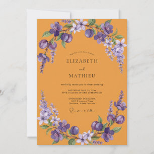 Ochre Purple Petal Wedding Invitation