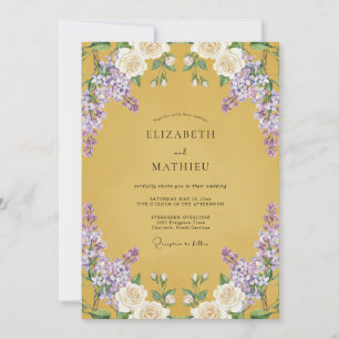 Ochre Purple Wisteria Wedding Invitation