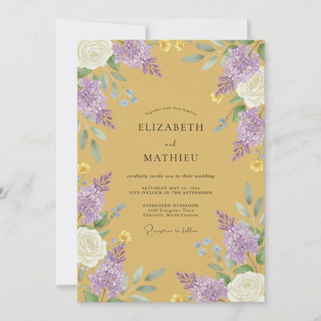 Ochre Radiant Lilac Wedding Invitation (Front)