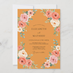 Ochre Ranunculus Painted Wedding Invitation