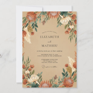 Ochre Rust Foliage Eucalyptus Wedding Invitation
