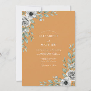 Ochre Slate Leaf Wedding Invitation