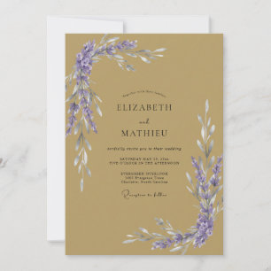 Ochre Soft Lilac Wisteria Wedding Invitation