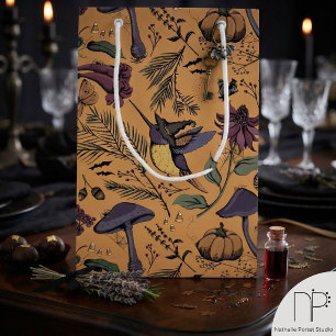Ochre Spooky Halloween Hummingbird Garden Small Gift Bag