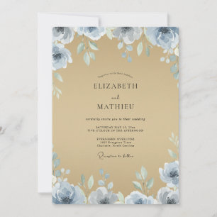 Ochre Steel Ranunculus Eucalyptus Wedding Invitation