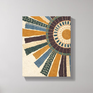 Ochre Sunburst in Stitched Colour - Textile Abstra Canvas Print