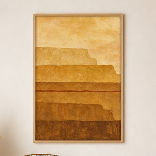 Ochre Terraces Gouache Boho Art Poster