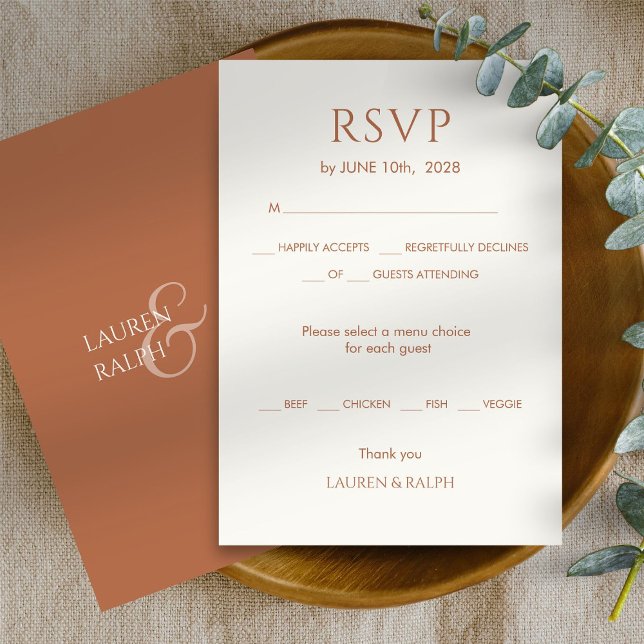 Ochre Terracotta Monogram Wedding RSVP Card (Creator Uploaded)