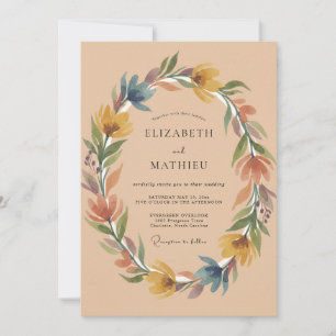 Ochre Terracotta Painted Wedding Invitation