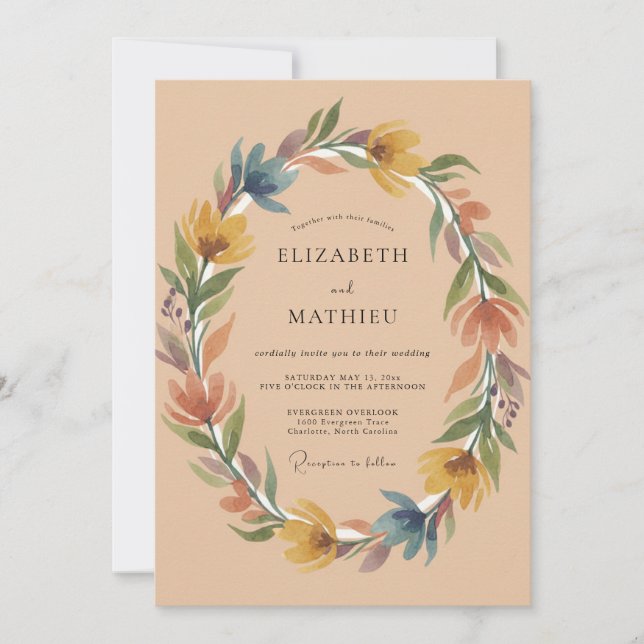 Ochre Terracotta Painted Wedding Invitation (Front)