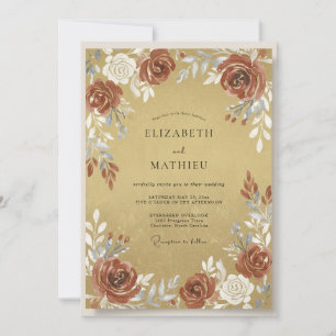Ochre Terracotta Petal Wedding Invitation