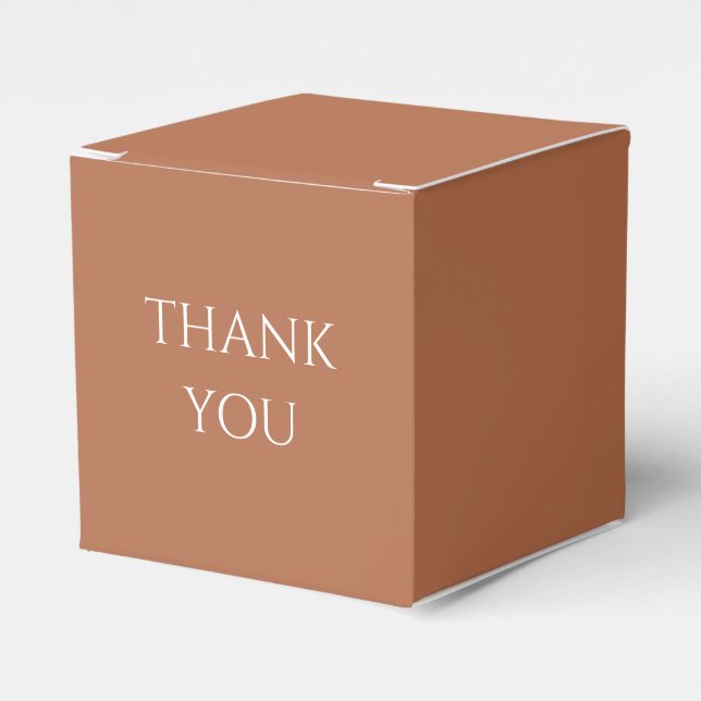 Ochre Terracotta Script Wedding Thank You Favour Box (Front Side)