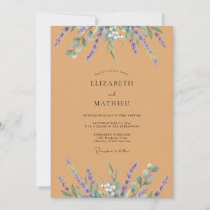 Ochre Violet Wildflower Wedding Invitation