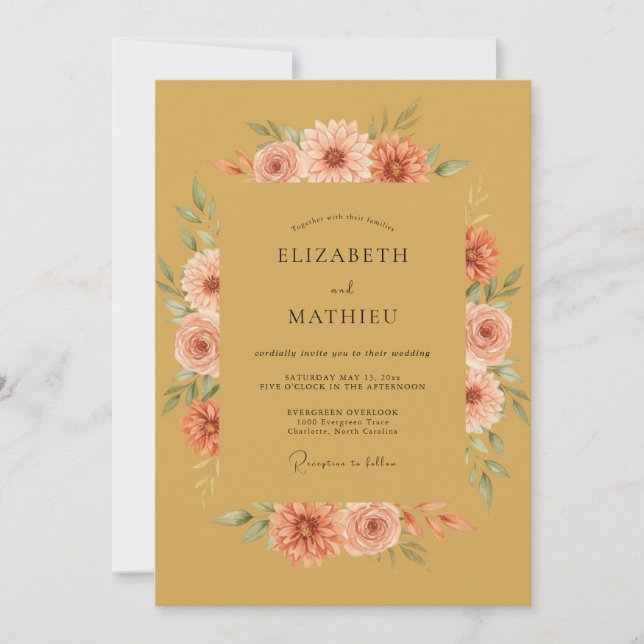 Ochre Warm Autumnal Wedding Invitation (Front)