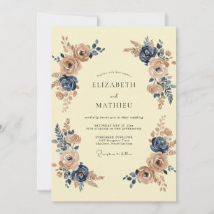 Ochre Warm Terracotta Petal Wedding Invitation