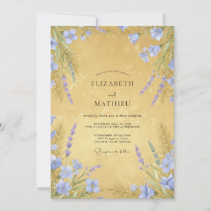 Ochre Yellow Rustic Meadow Wedding Invitation