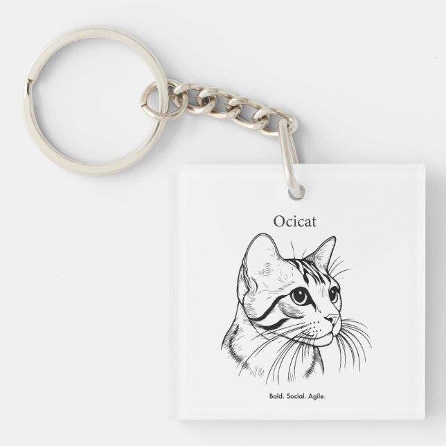 Ocicat Cat Portrait Key Ring (Front)