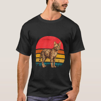 Ocicat Cat Sunset Retro Vintage Design Mum Dad Kid T-Shirt