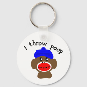 ock Monkey "I THROW POOP" Key Ring