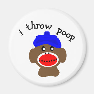 ock Monkey "I THROW POOP" Magnet