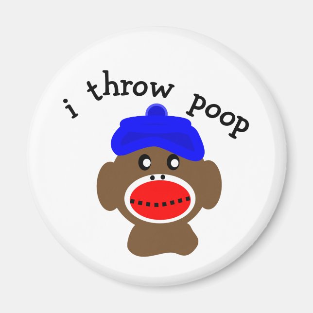 ock Monkey "I THROW POOP" Magnet (Front)