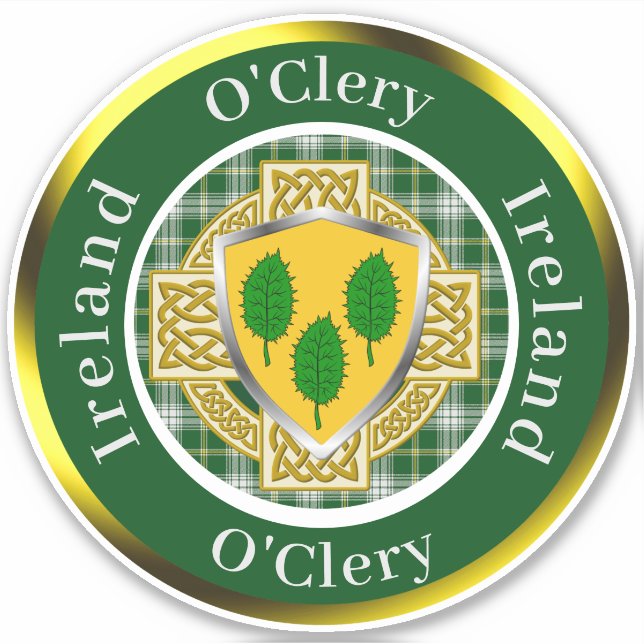 O'Clery Irish Shield/Celtic Cross Personalised (Front)