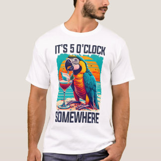 OClock Somewhere Drinking Parrot Cocktail Summer T-Shirt