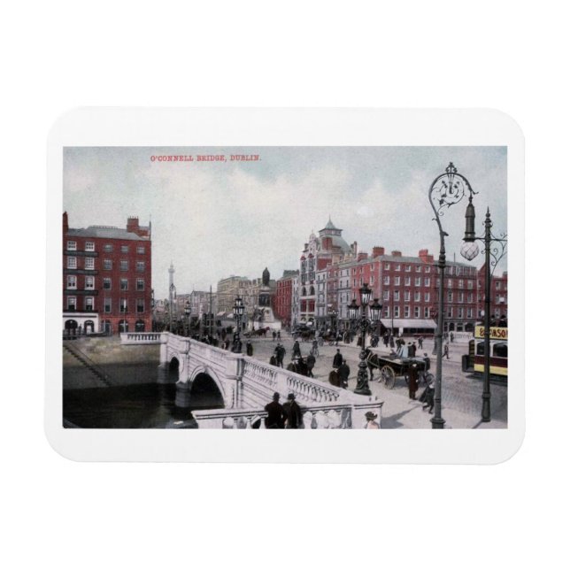 O'Connell Bridge, Dublin, Ireland, Vintage Magnet (Horizontal)