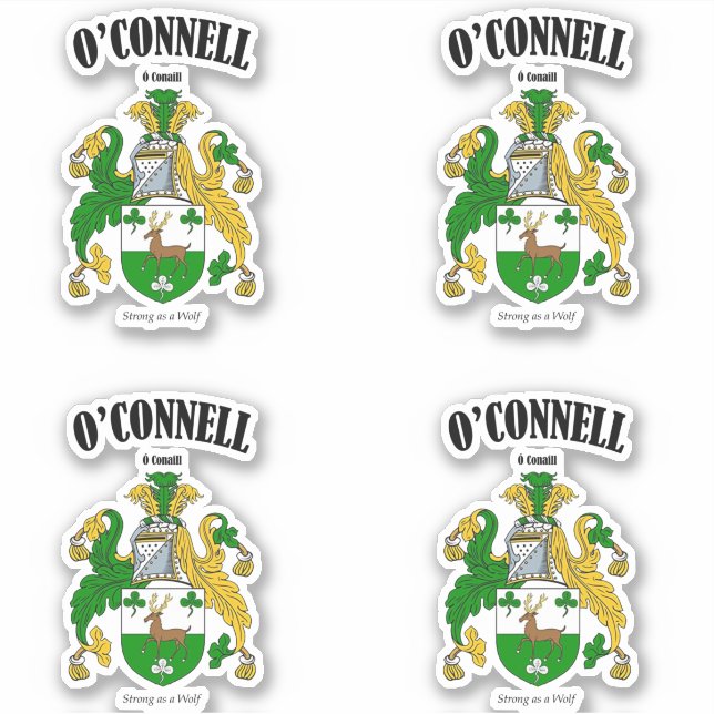 O'Connell Crest Irish Translation & Meaning (x4) (Front)