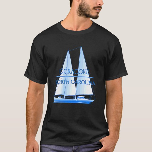 Ocracoke Coastal Nautical Sailing Sailor T-Shirt (Front)