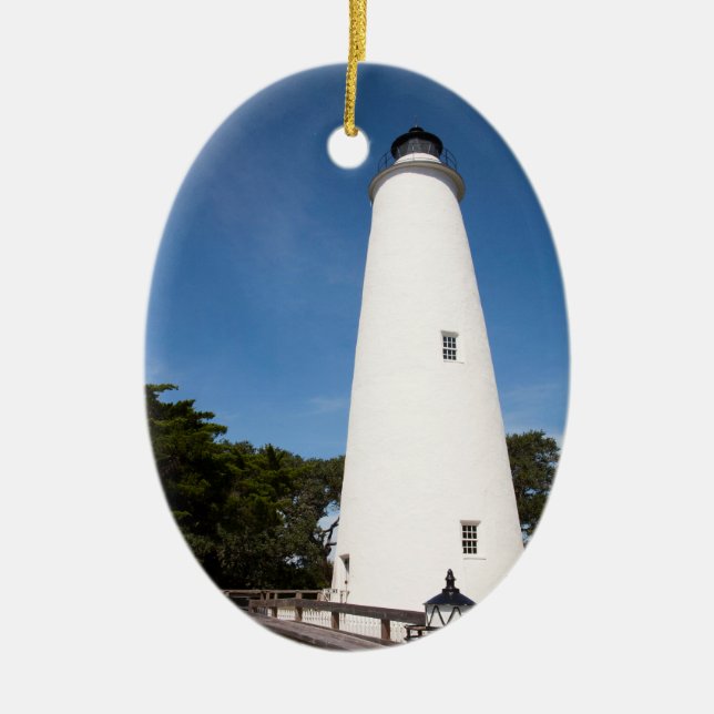 Ocracoke Island Lighthouse Ceramic Tree Decoration (Front)