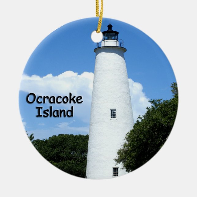 Ocracoke Island Lighthouse Ceramic Tree Decoration (Front)
