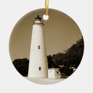 Ocracoke Lighthouse Ceramic Tree Decoration