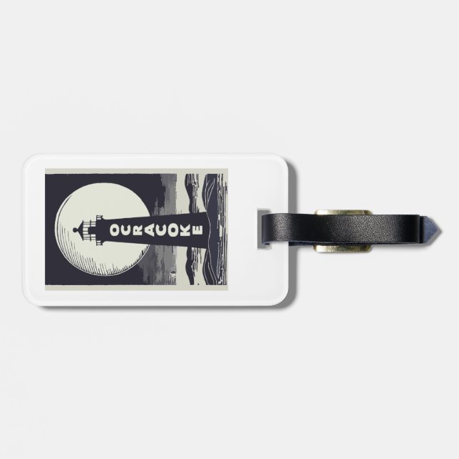 Ocracoke Lighthouse North Carolina Moon Luggage Tag (Back Horizontal)