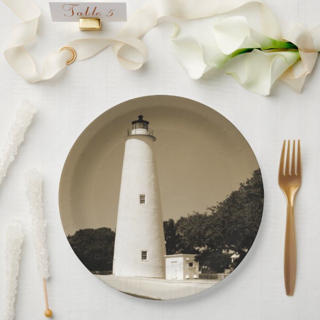 Ocracoke Lighthouse Paper Plate (Wedding)