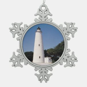 Ocracoke Lighthouse Snowflake Pewter Christmas Ornament