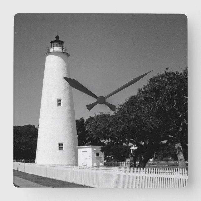Ocracoke Lighthouse Square Wall Clock (Front)