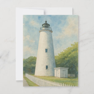 Ocracoke Lighthouse Watercolor Card