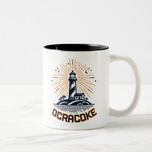 Ocracoke North Carolina Lighthouse Sunrise Two-Tone Coffee Mug
