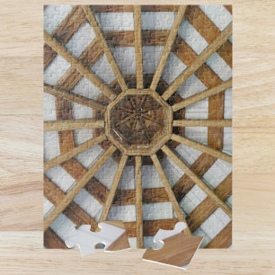Octagon of Wood and White Architectural Detail Jigsaw Puzzle