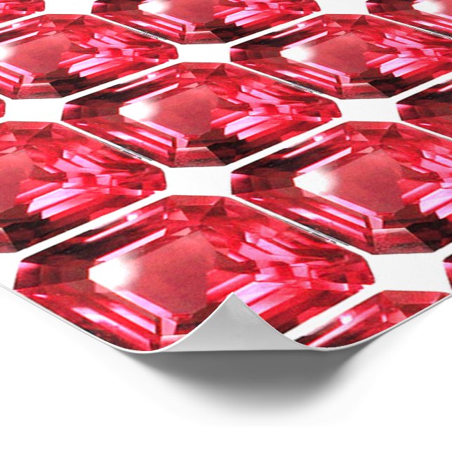 Octagon shaped Ruby Gemstone July Birthstone Red Poster (Corner)