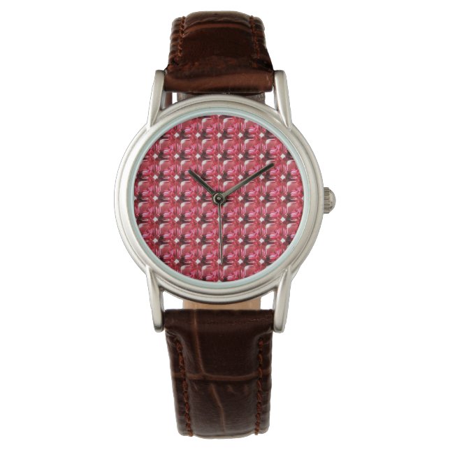 Octagon shaped Ruby Gemstone July Birthstone Red Watch (Front)
