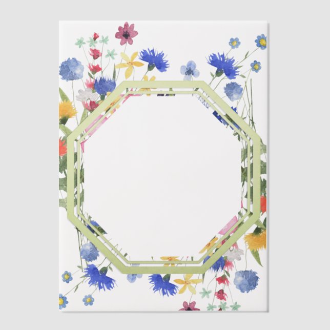 Octagon Wildflower Cover Sheet Vellum Invitations (Front)